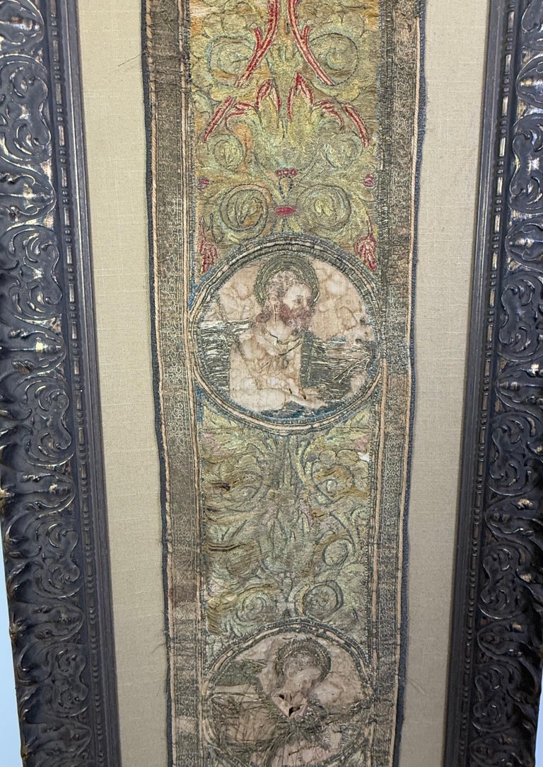 18th Century Italian Framed Embroidered Panel