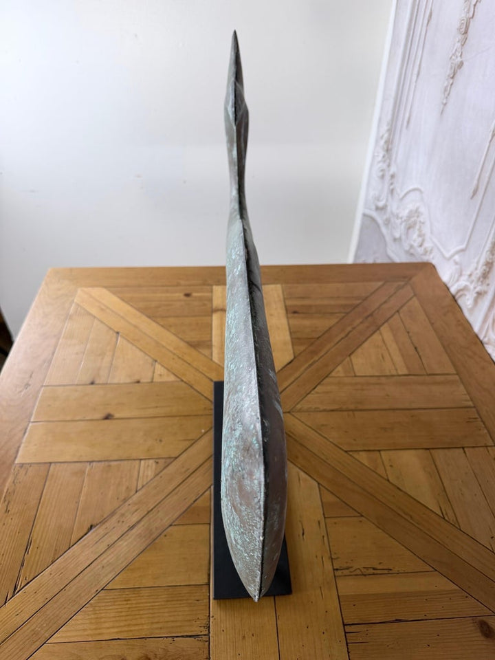 Monumental American Folk Art Copper Whale Weathervane with Verdigris Patina