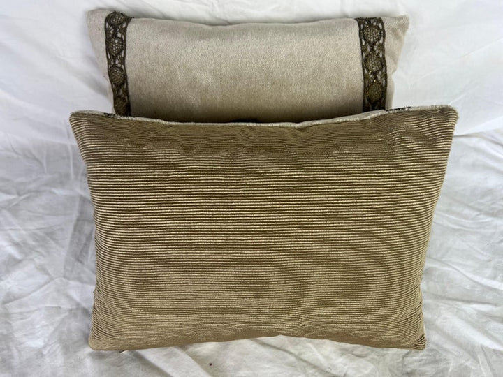 Pair of Metallic Appliqued Velvet Pillows by MLA