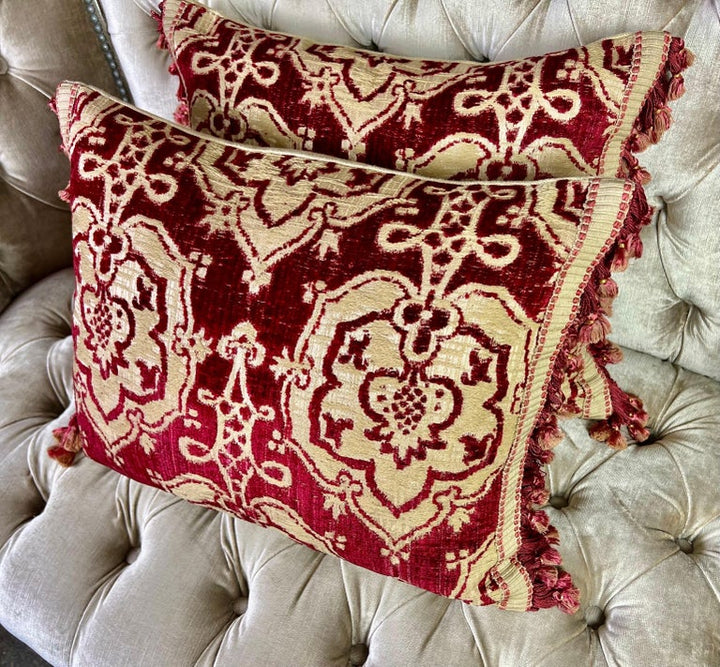 Pair of Custom Pillows Made w/ Antique Italian Brocade