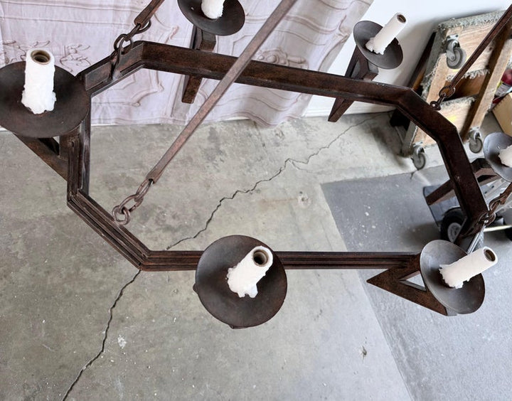 20th Century Spanish Style Wrought Iron Chandelier 6-Light