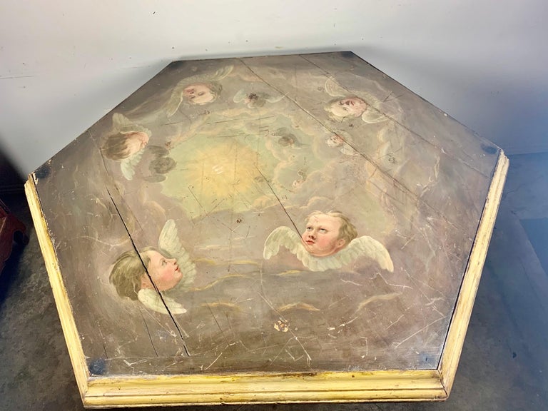 19th Century Spanish Center Table with Painted Cherubs