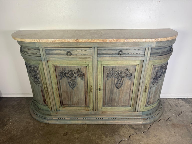 19th Century Italian Neoclassical Demilune Credenza with Marble Top