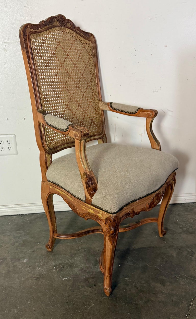 Set of Eight French Painted Caned Back Dining Chairs