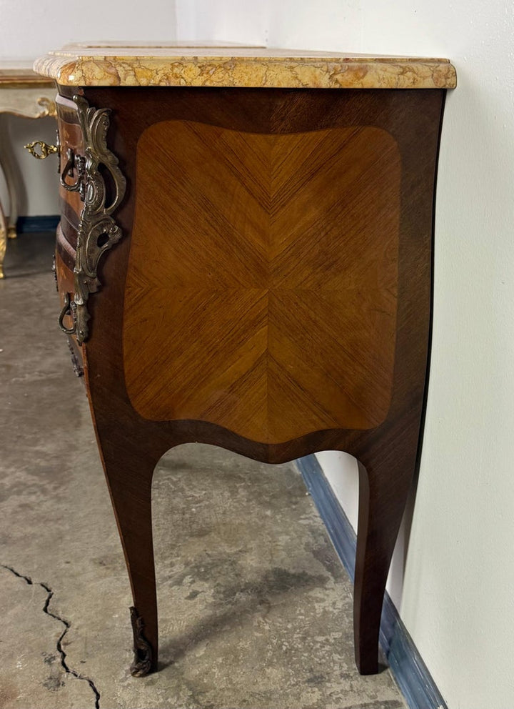 Pair of French Louis XV Style Marble-Top Commodes