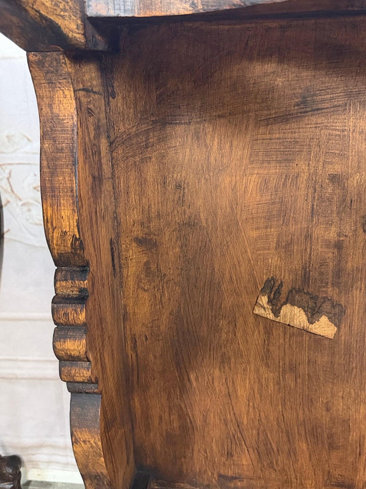 Pair of Louis XV Side Tables, Burl Walnut, Hand-Carved, Circa 1920s