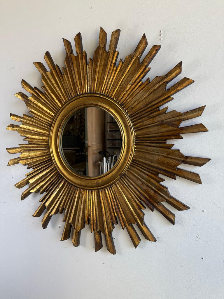 Giltwood Sunburst Mirror, Mid-20th Century