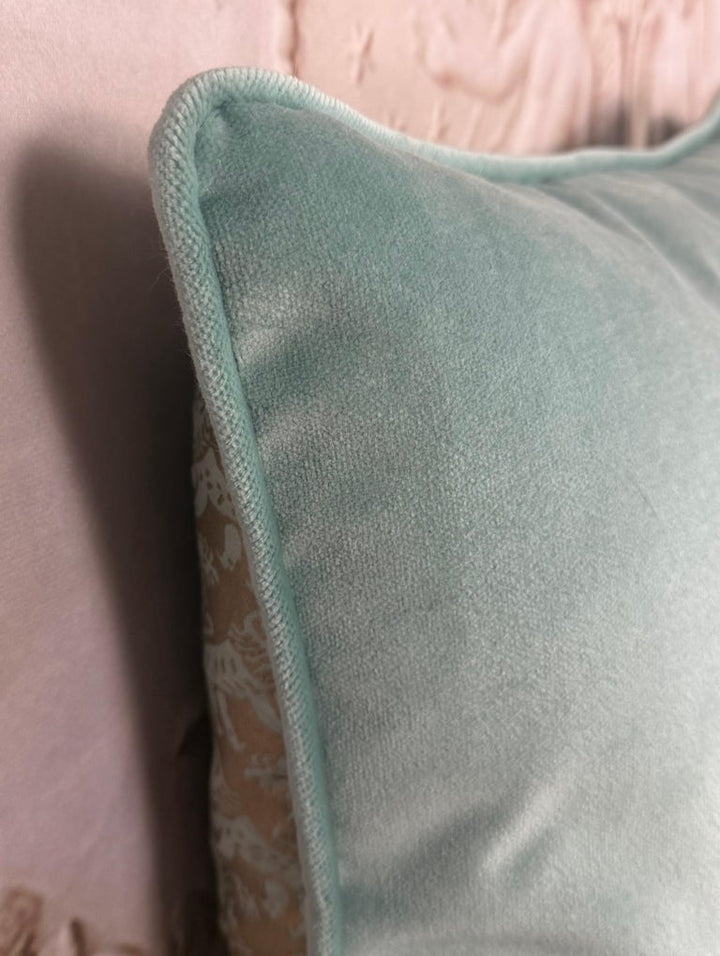 Custom Fortuny Decorative Pillows in Gilt Gold &amp; Aquamarine, Italy