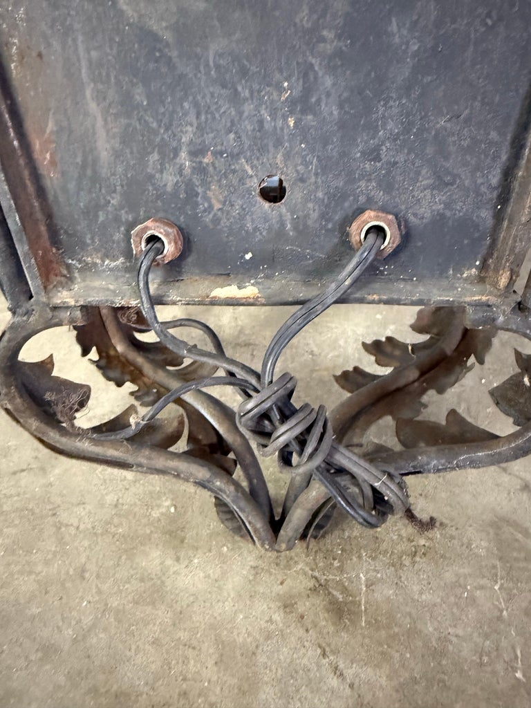 Set of Five Hand-Forged Spanish Wrought Iron Wall Lanterns