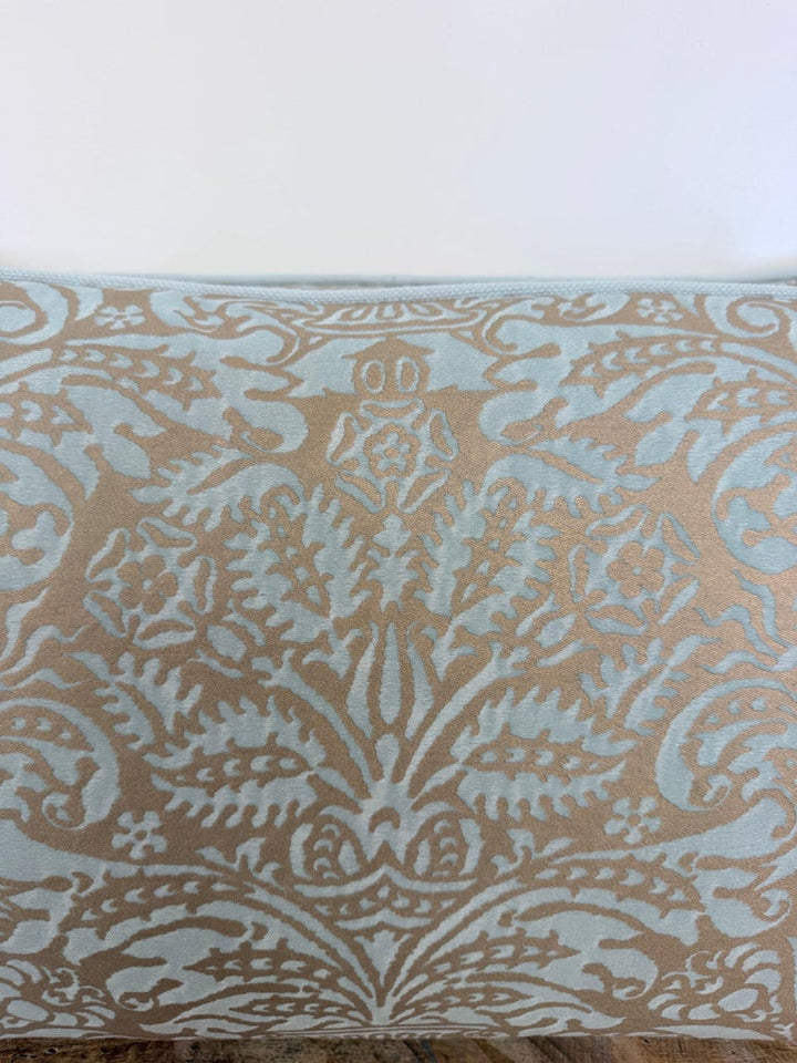 Custom Aquamarine & Gold Fortuny lumbar Pillows