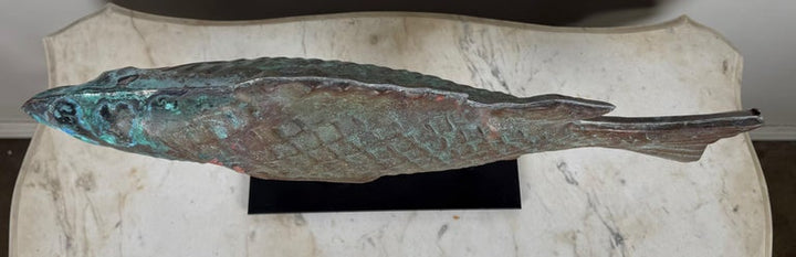 Antique Copper Fish on Iron Base