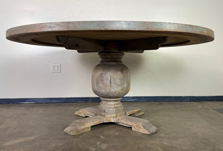 Rustic Painted Pedestal Dining Table