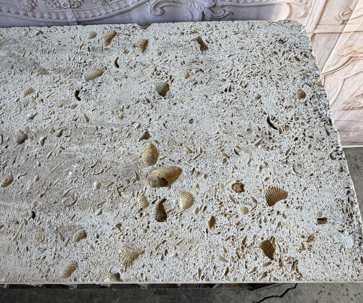 Spanish Revival Console Table - Fossilized Stone Top