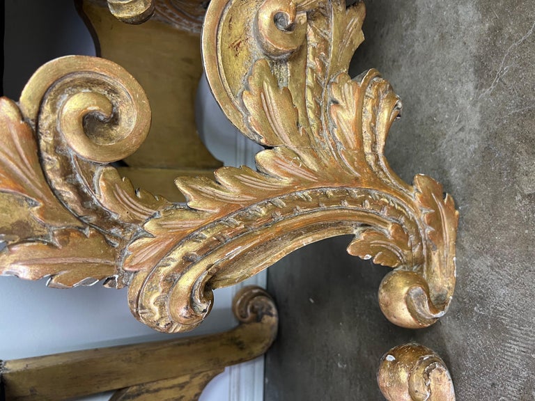 Pair of Italian Baroque Style Gilt Wood Benches C. 1920