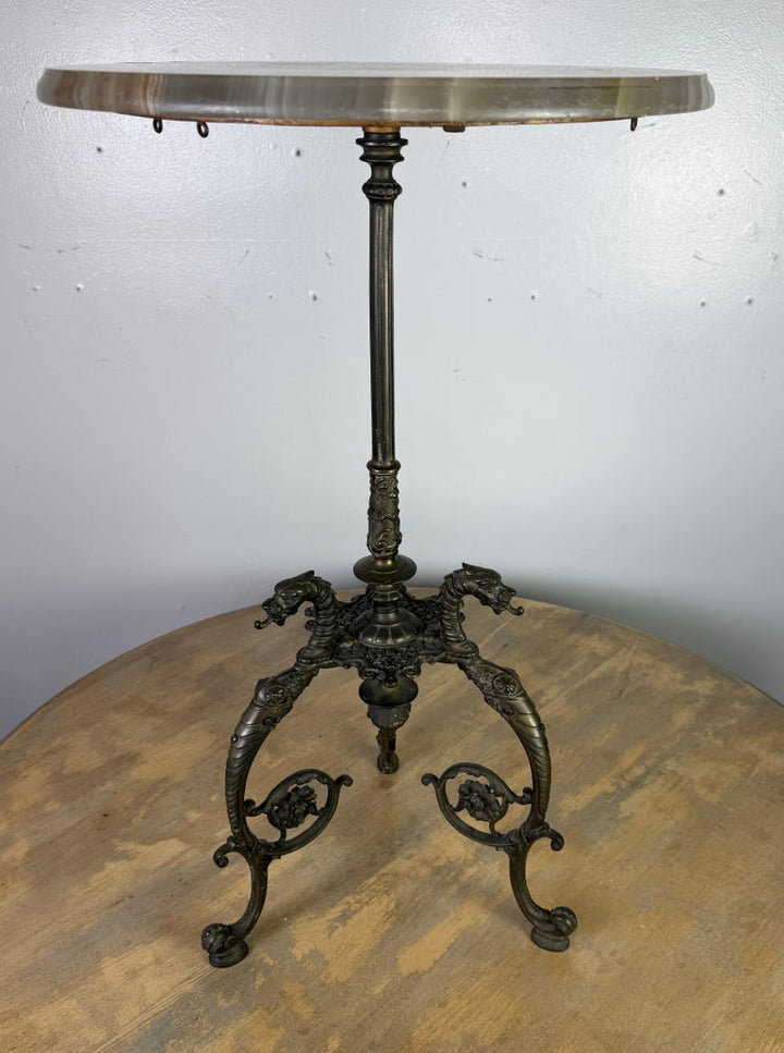 19th C. Bronze Table w/ Onyx Top