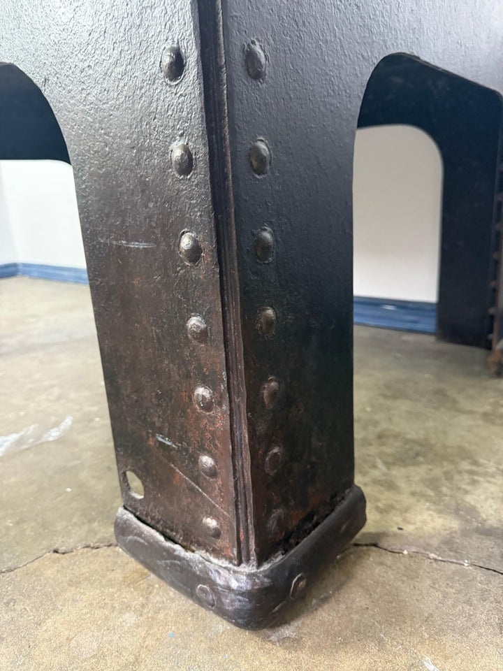 Industrial Riveted Iron Coffee Table from WWII-Era Military Tanks, 1940s