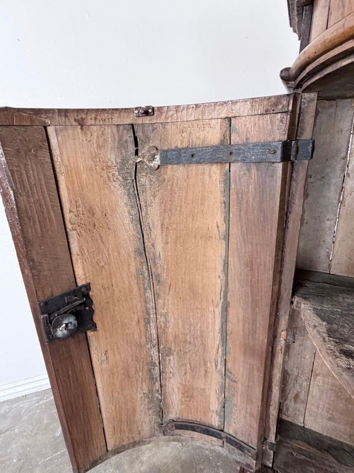 Pair of 18th Century Italian Walnut Corner Cabinets