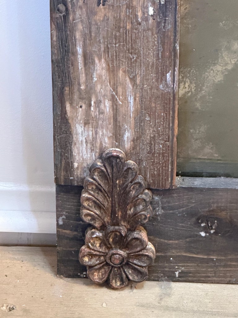 Neoclassical Pier Mirror, Distressed Wood, Circa 1880s