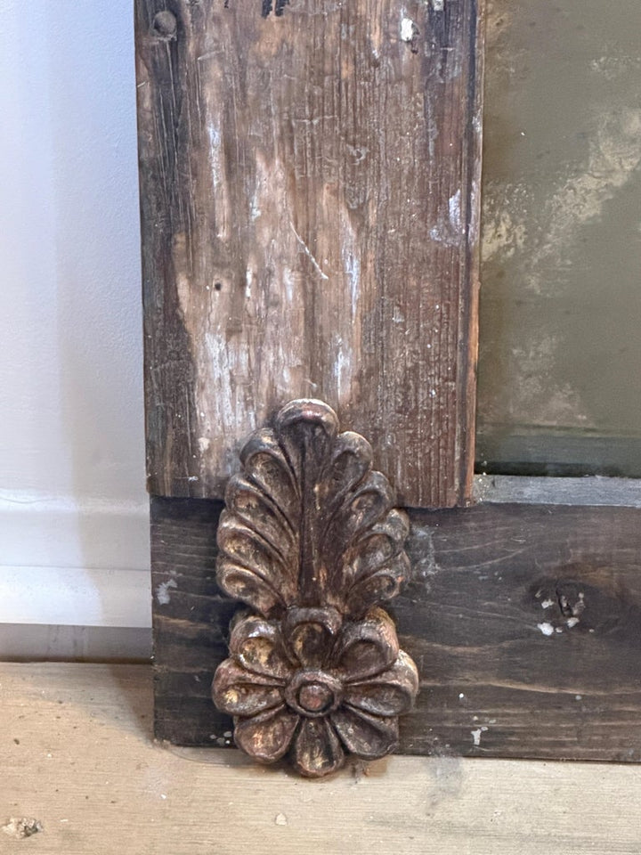 Neoclassical Pier Mirror, Distressed Wood, Circa 1880s