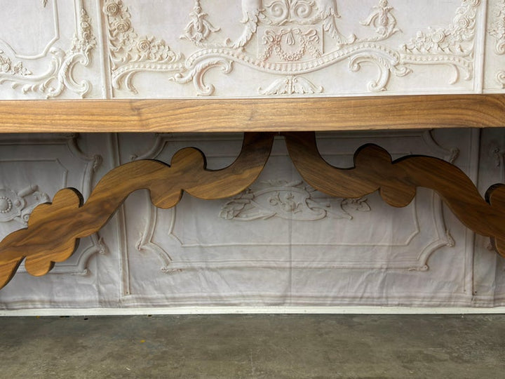 .Monumental Spanish Baroque Walnut Trestle Dining Table by Miamar Home