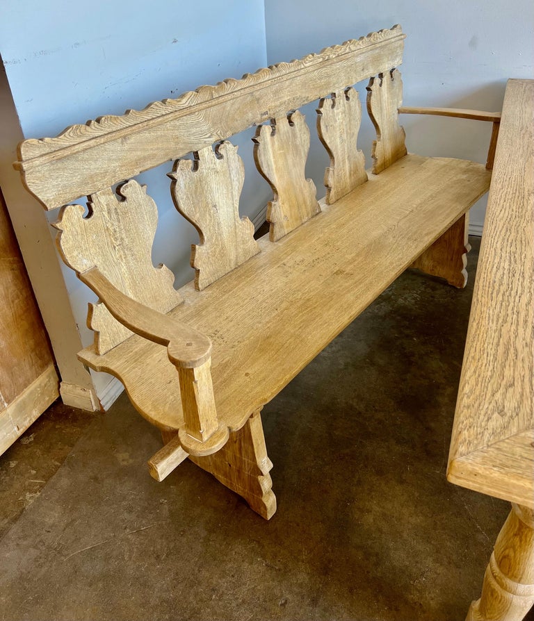 Spanish Dining Table W/ Coordinating Carved Benches C. 1930's