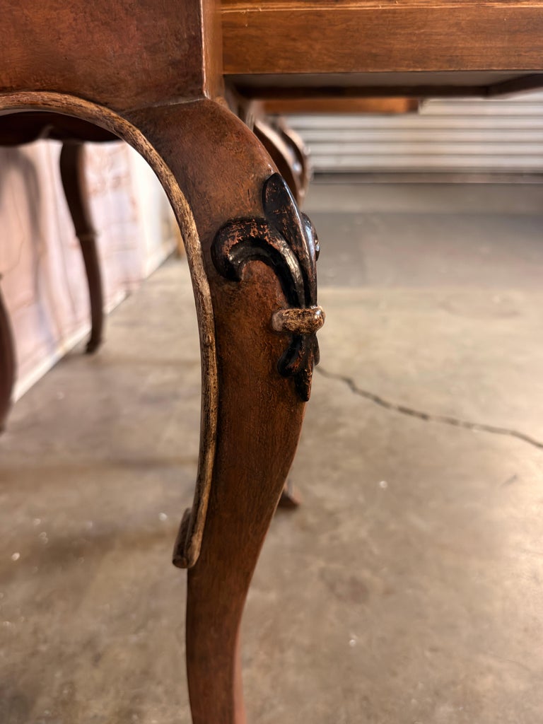 Pair of French Louis XV Faux-Leather Painted Side Tables