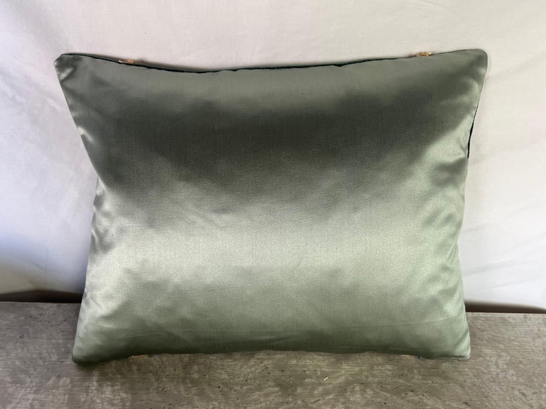 Pair of Custom MLA Appliquéd Teal Velvet Pillows