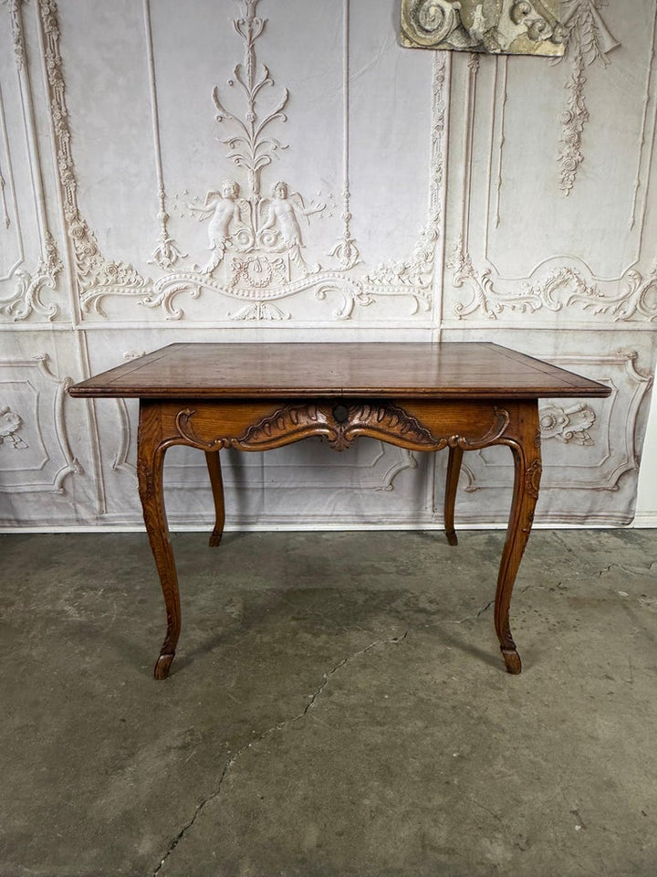 Antique French Louis XV Coffee Table, Solid Oak, Circa 1890