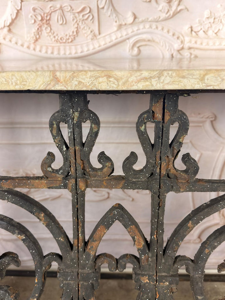 Antique French Console Table, Wrought Iron &amp; Marble, Circa 1880