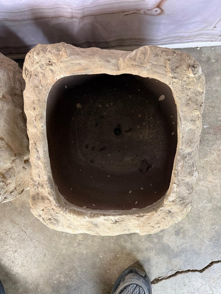 Pair of Terra Cotta Planters with Organic Sculptural Form