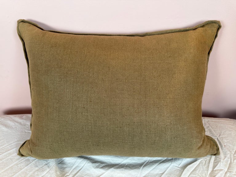 Gold Stenciled Green Velvet Pillow