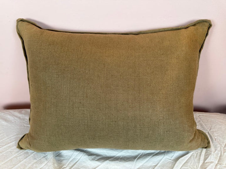 Gold Stenciled Green Velvet Pillow