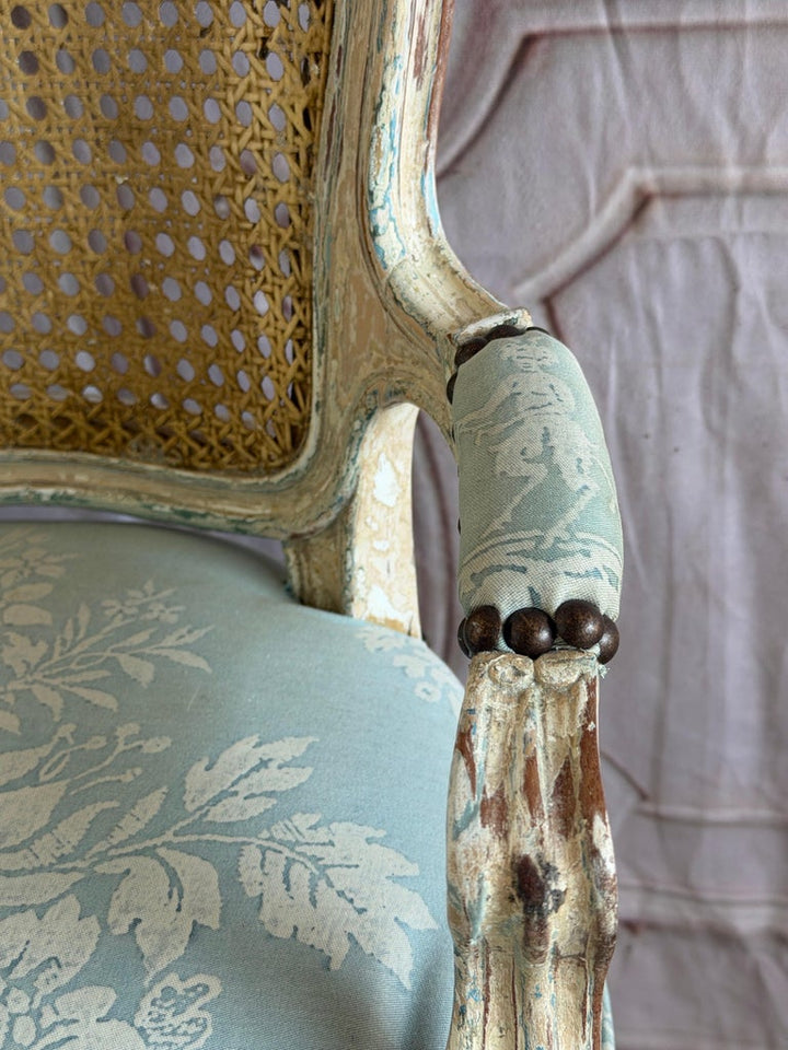 French Louis XV Fauteuil Vanity Chair, Beechwood, Circa 1880-1900
