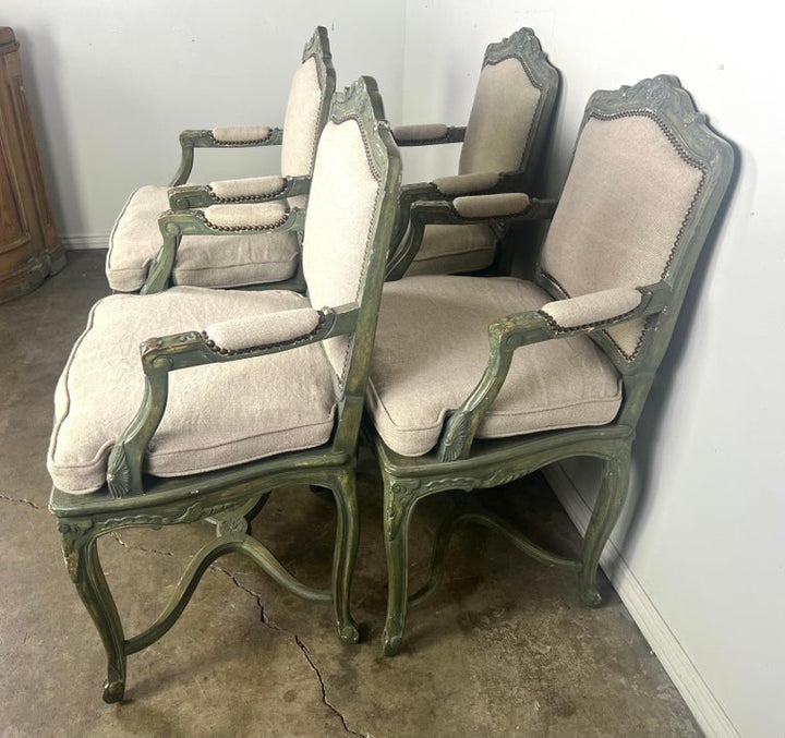 Set of Four French Painted Armchairs C. 1900's