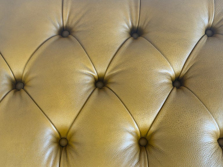 French Chesterfield Tufted Bench in Caramel Leather