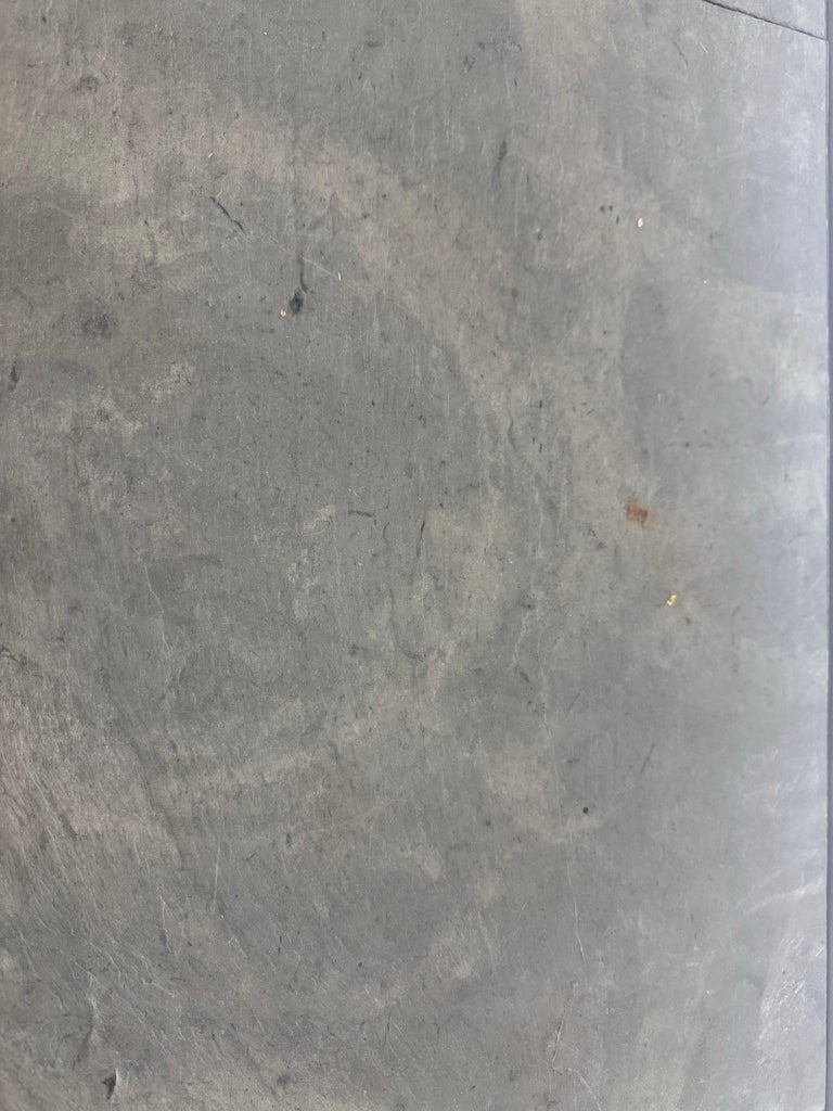 Monumental Hand-Wrought Iron Console with Stone Medallion and Classical Garlands