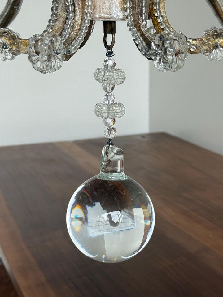 Italian Crystal Beaded Chandelier, Mid-20th Century