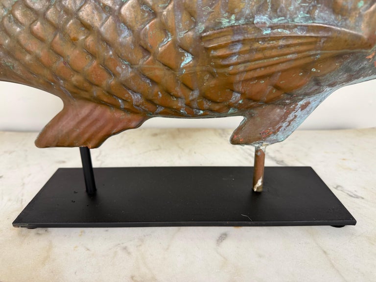 Antique Copper Fish on Iron Base
