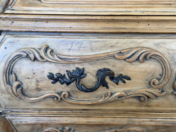 Antique French Louis XV Bombe Commode - Bleached Oak