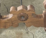 Handcrafted Solid Wood Trestle Dining Table with Wrought Iron Stretcher