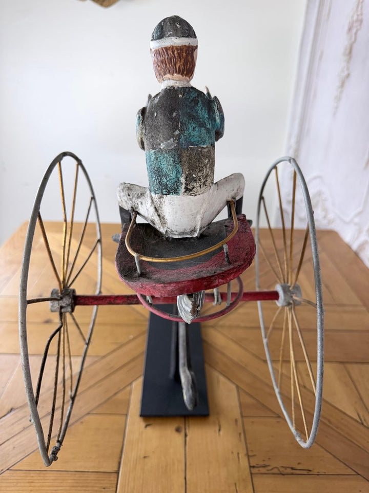 American Folk Art Painted Metal Horse & Sulky Weathervane