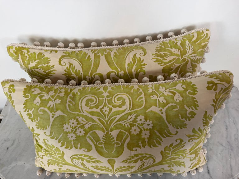 Pair of Mariano Fortuny Pillows - with Designer Pom-Pom Trim
