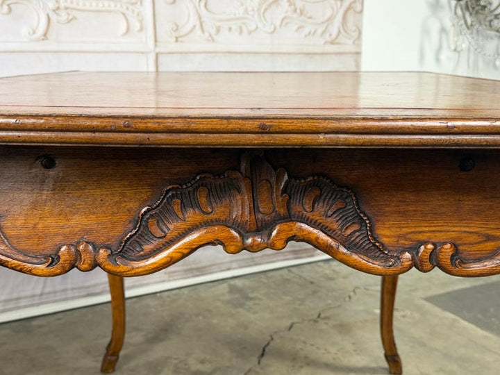 Antique French Louis XV Coffee Table, Solid Oak, Circa 1890