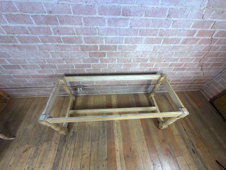 Vintage French Country Bleached Oak Farmhouse Dining Table