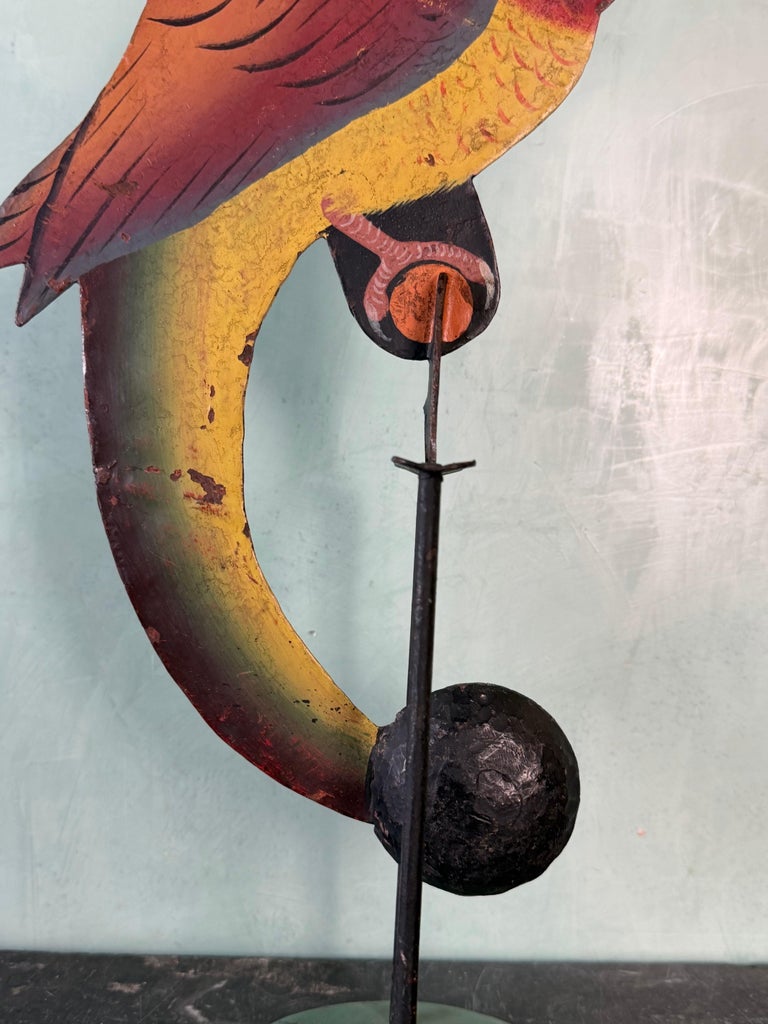 Vintage Folk Art Parrot Balancing Kinetic Sculpture