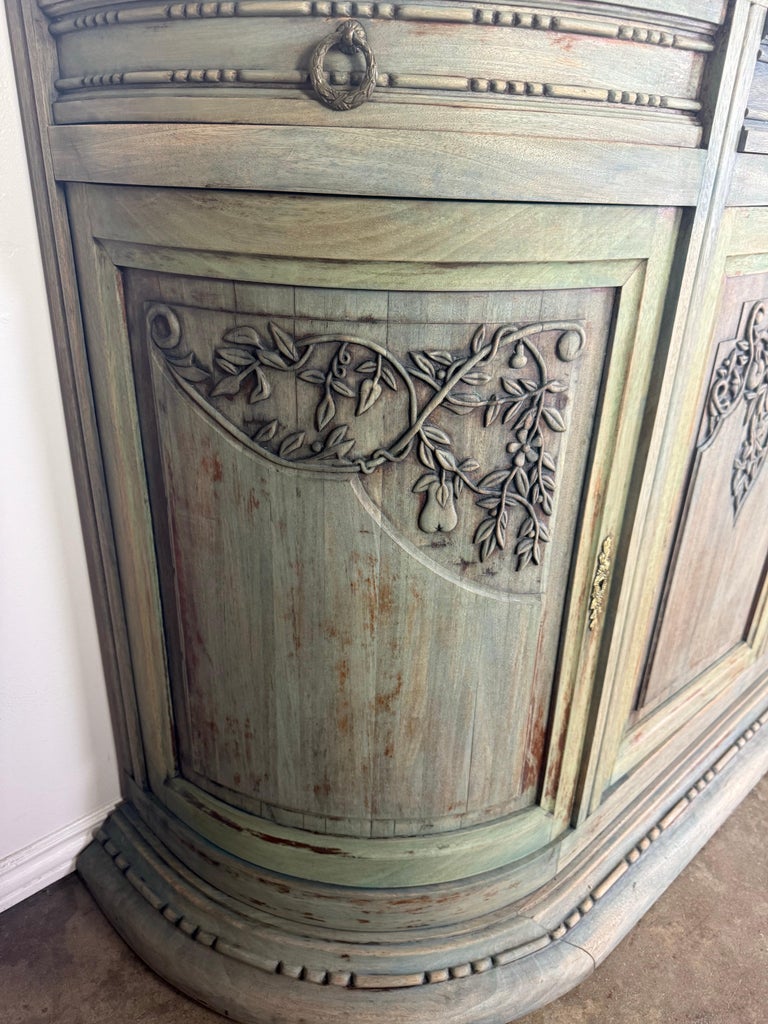 19th Century Italian Neoclassical Demilune Credenza with Marble Top