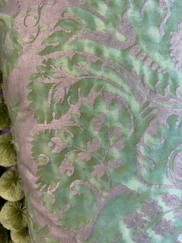 Pair of Custom Venetian Mariano Fortuny Damask Pillows
