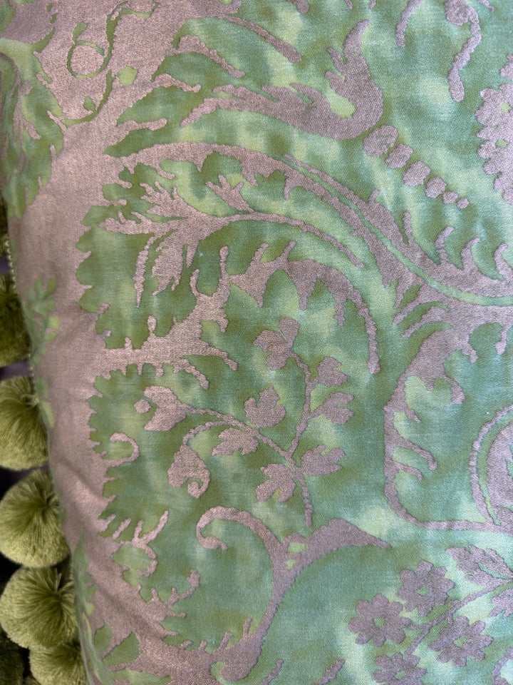 Pair of Custom Venetian Mariano Fortuny Damask Pillows