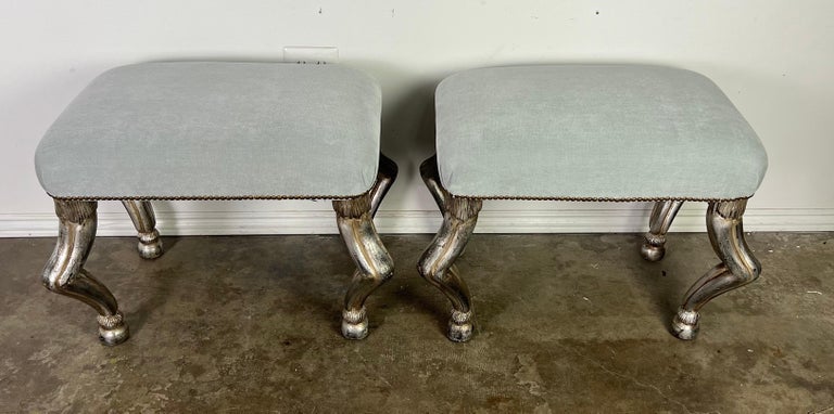 Pair of Benches w/ Silvered Antelope Legs