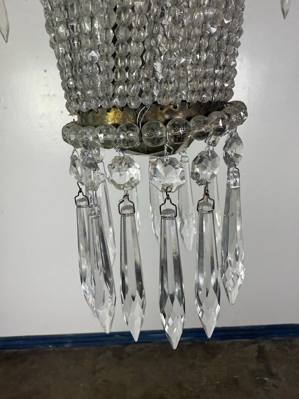 Elegant Early 20th Century Empire-Style Crystal Beaded Chandelier